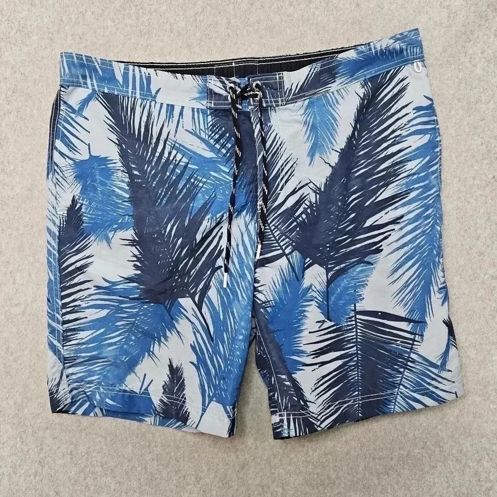 Lands End Swim‎ Trunk Blue Palm Size XL 40/42